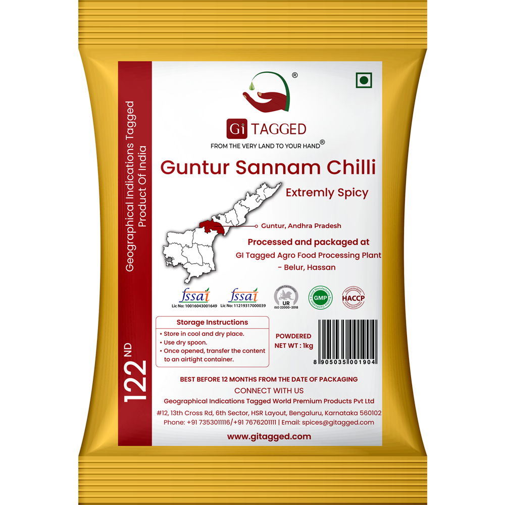 GiTAGGED Guntur Sannam Chilli (Powder) – 1Kg