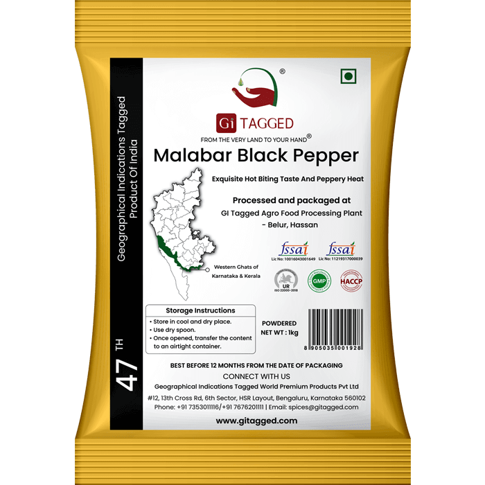 GiTAGGED Malabar Black Pepper (Powder) – 1Kg