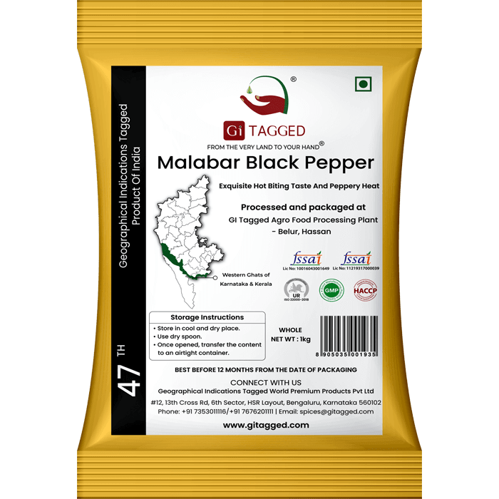 GiTAGGED Malabar Black Pepper (Whole) – 1Kg